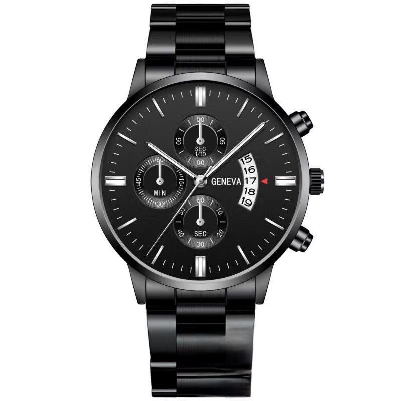 Calendar steel band watch men's large dial quartz watch men's watch foreign trade men's watch