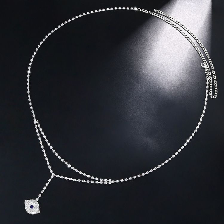 Sexy waist chain fashion Water diamond Devil's Eye Waist chain lady sexy multilayer Pendant Waist accessories CRRSHOP women silvery jewelry body chain free shipping