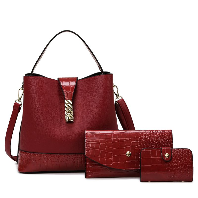 The new Korean version of fashion large capacity three-piece set bag women's simple cross-body bag with a single shoulder 143-8099
