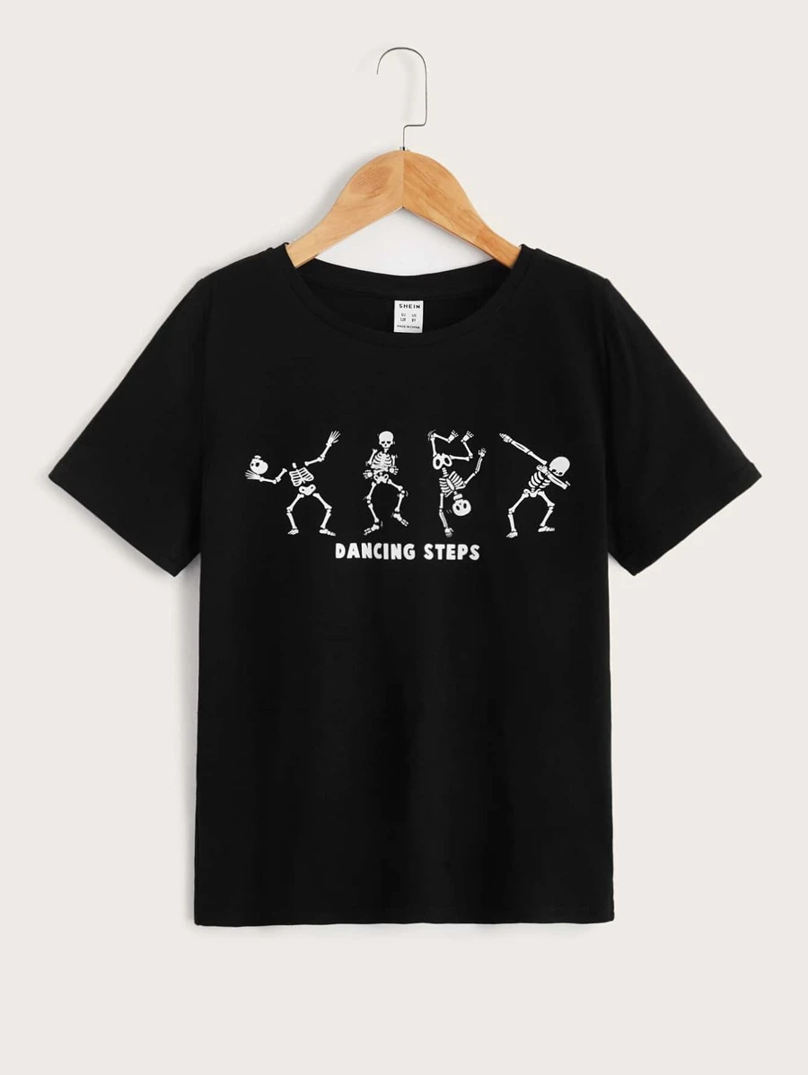 DX035# Men  Skull Print Tee T-Shirt