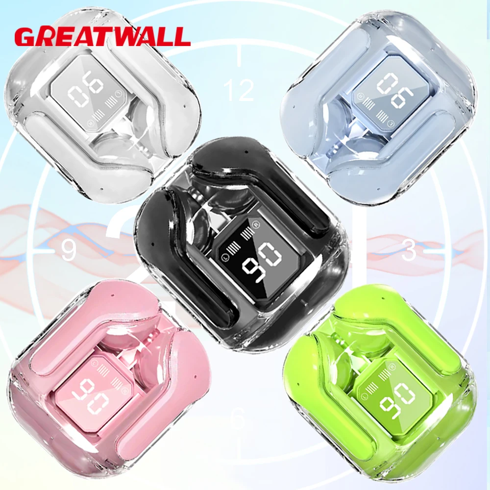 GREATWALL Wireless Earphones Transparent Charging Box Design Touch Control Headset TWS Headphones HiFi Stereo HD Call Earbuds