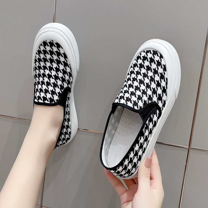 2206 comfortable flats for women, casual shoes for girls, plaid pattern single shoes