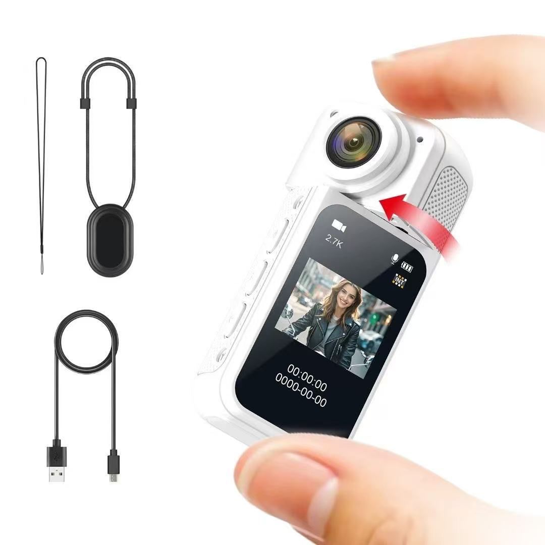 Ultra-Lightweight 35g Action Camera with 180 Rotating Lens and Magnetic Mount，    *   Action Camerawhite