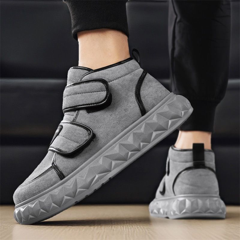 Men's Velcro Skate Shoes 2025 A/W Mid Top Chunky Sneakers Height Increasing Platform Shoes Casual Athletic Streetwear