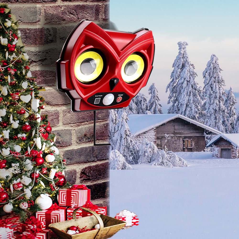 New solar powered lamp, owl lamp, outdoor garden decoration lamp, human body sensing street lamp, courtyard lamp, wall lamp