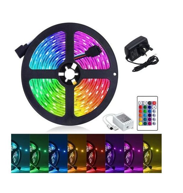 5M LED Strip Light Button RGB Remote Control - RGB