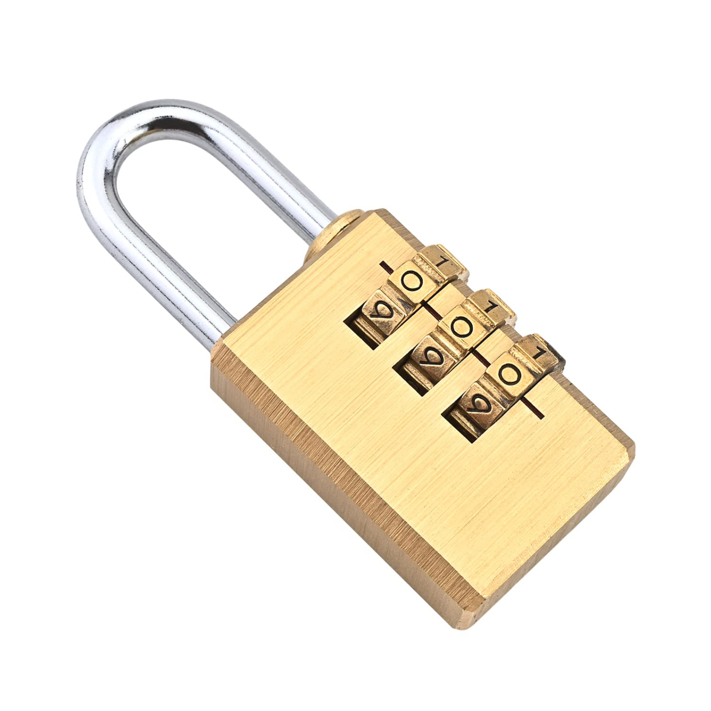 4 Digit Combination Padlock, 5mm Shackle 28mm Body Width, Brass Lock Weatherproof Fence Gate Gym Locker Lock for Travel Outdoor