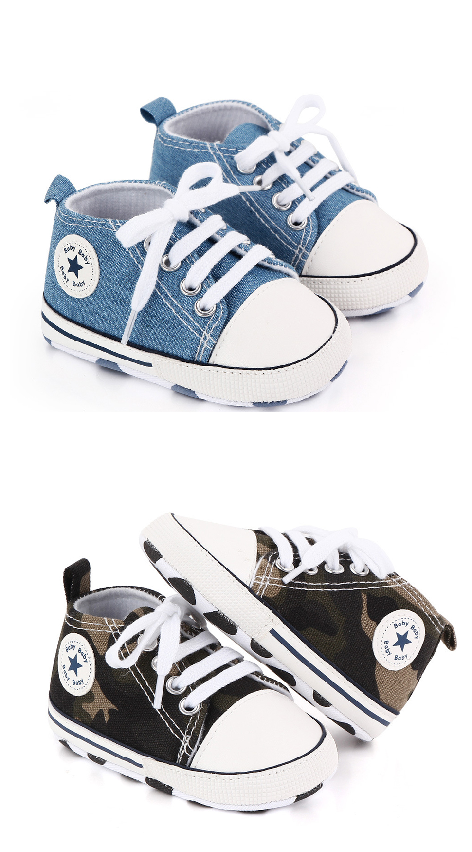 Baby Canvas Classic Sports Sneakers Newborn Baby Boys Girls Print Star First Walkers Shoes Infant Toddler Anti-slip 
