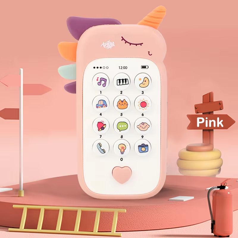 Baby Phone Toys Cute Telephone Teether Musical Voice Toy Early Educational Learning Machine Electronic Children Cellphone GiftsPink