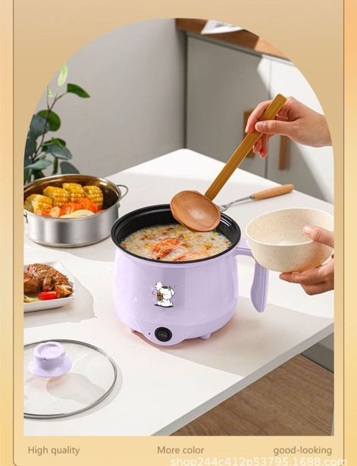Hot-selling portable multi-functional electric cooking pot, electric hot pot, mini instant noodle pot, with a thickened non-stick inner pot.