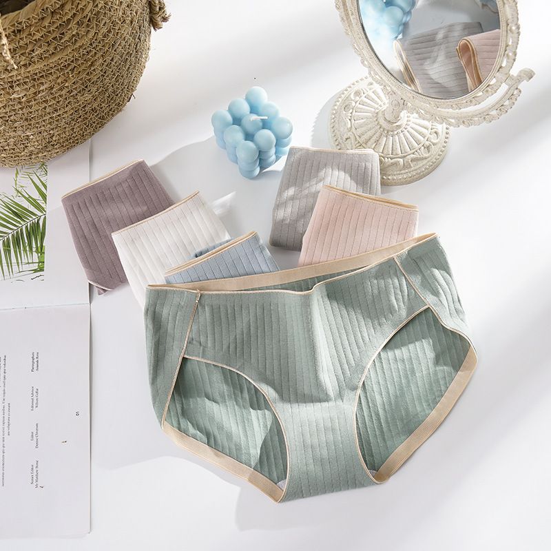 830 Women's Striped Solid Color Underwear, Breathable and Comfortable Underwear