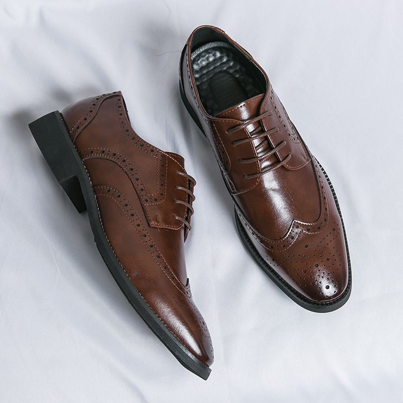 Men Oxford Brogue Leather Shoes Man Elegant Dress Formal Shoe Male Footwears The Suit For Official Office Wedding Party Business