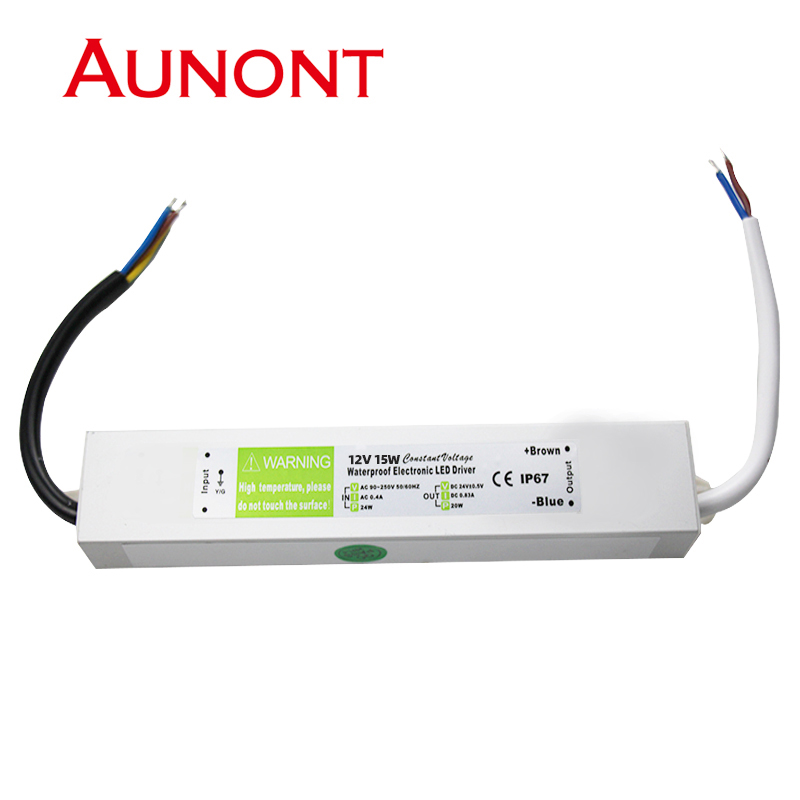 AUNONT LED Aluminum Shell Waterproof Power Supply 12V15W Project Waterproof Switching power Supply Municipal Lighting Landscape Lighting Power Supply
