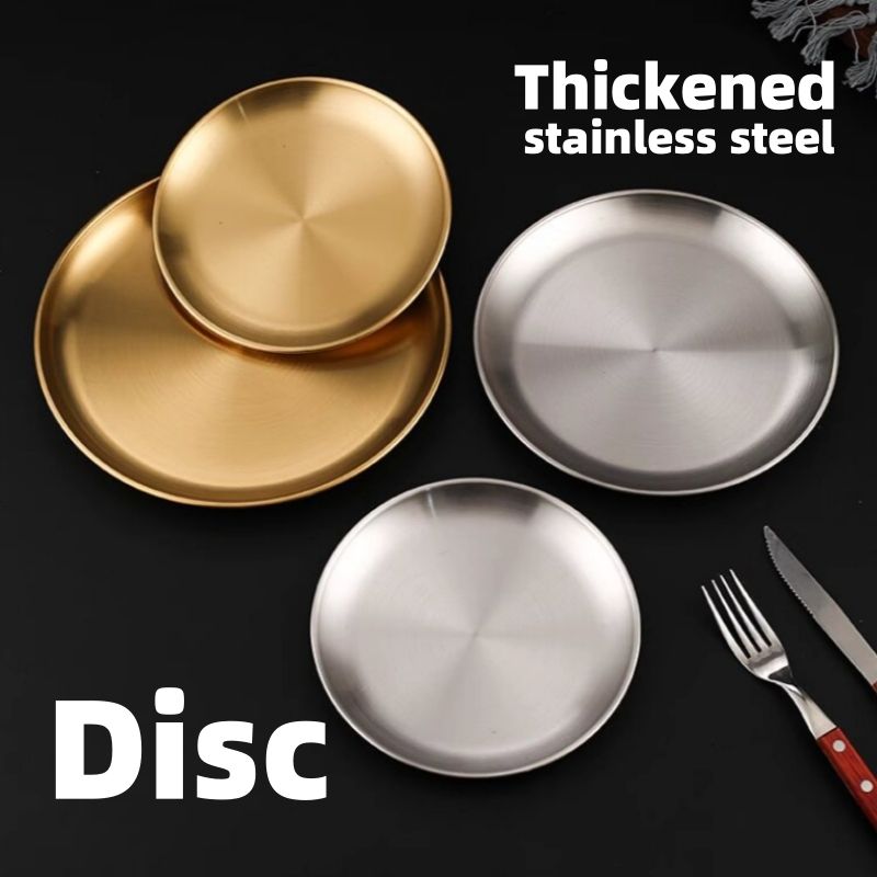 Stainless steel plate, barbecue plate, Western cuisine plate, ornament tray CRRSHOP free shipping Thickened stainless steel disc
