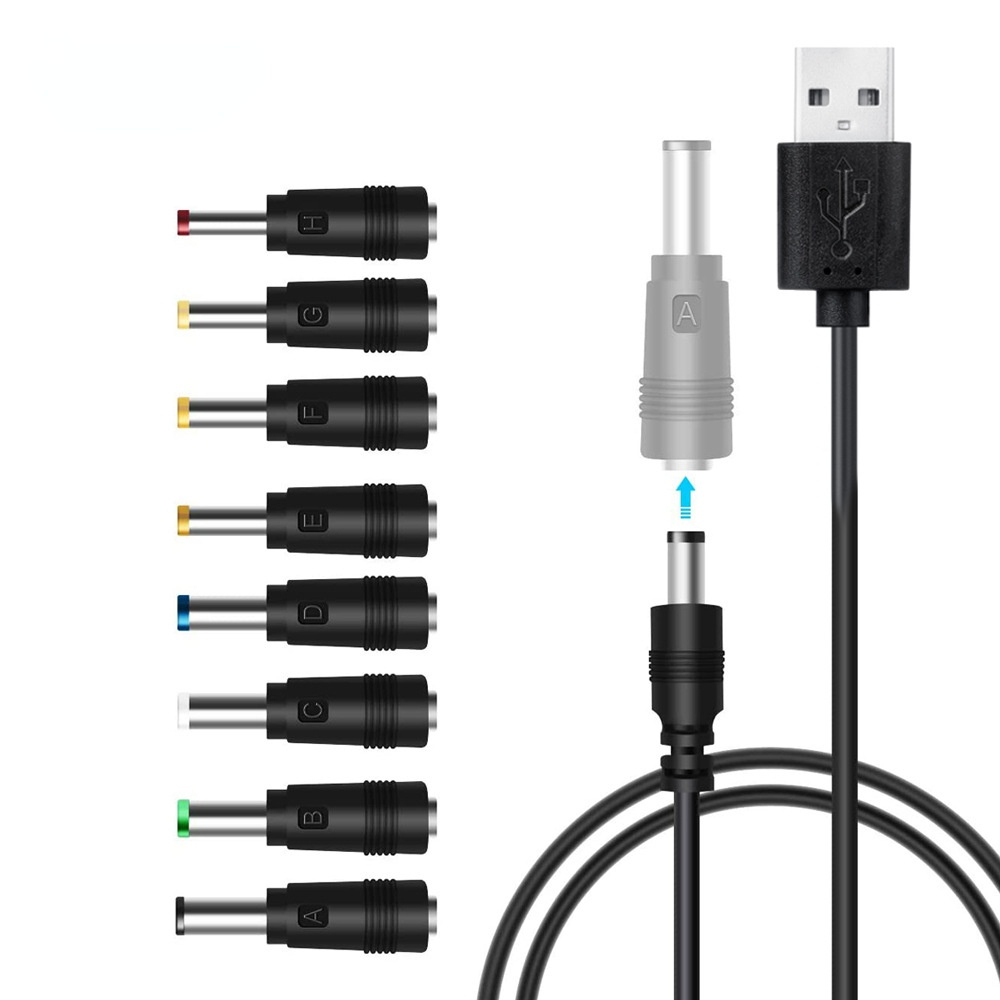 DC power line USB to 5.5 * 2.1 multifunctional DC interchangeable plug USB to 5521 male 8-in-1 charging line