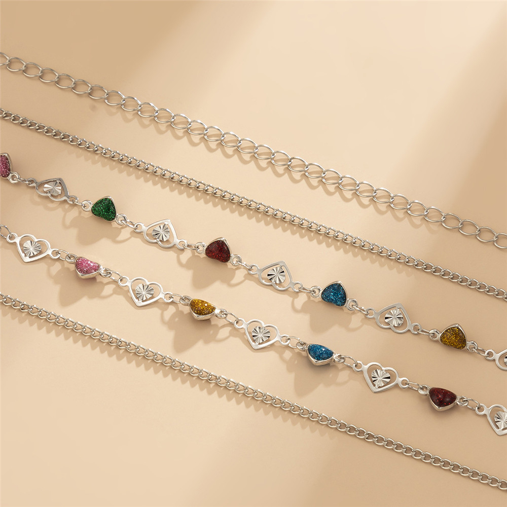 VEONAM Sexy Love Heart Waist Chain for Women Girl Minimalist Hollow out Colorful Heart Belly Chain Summer Beach Jewelry 2022