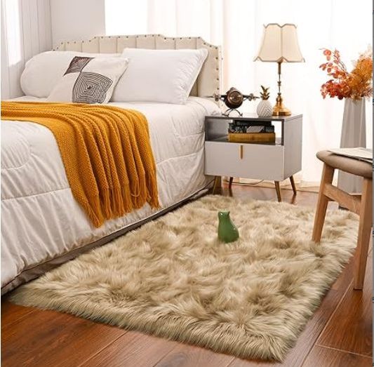 fluffy Carpet Luxury Soft Faux Area Rugs for Bedside Floor Mat Plush Sofa Cover Seat Pad for Bedroom,140cm x 200cm

