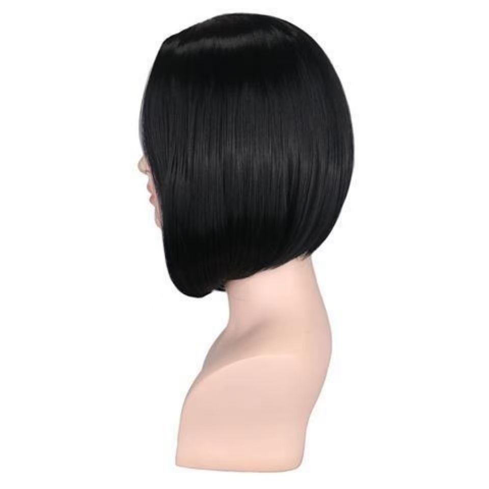 Wig European and American fashion ladies black short straight hair middle parted Bobo bob wig synthetic hair wig