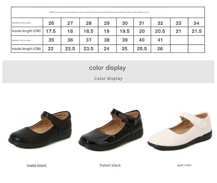 Girl's Leather Shoes Black White Children Performing Shoes Spring Autumn New Style Princess Dress Shoes for Middle Aged Children Elementary School Student Shoes
