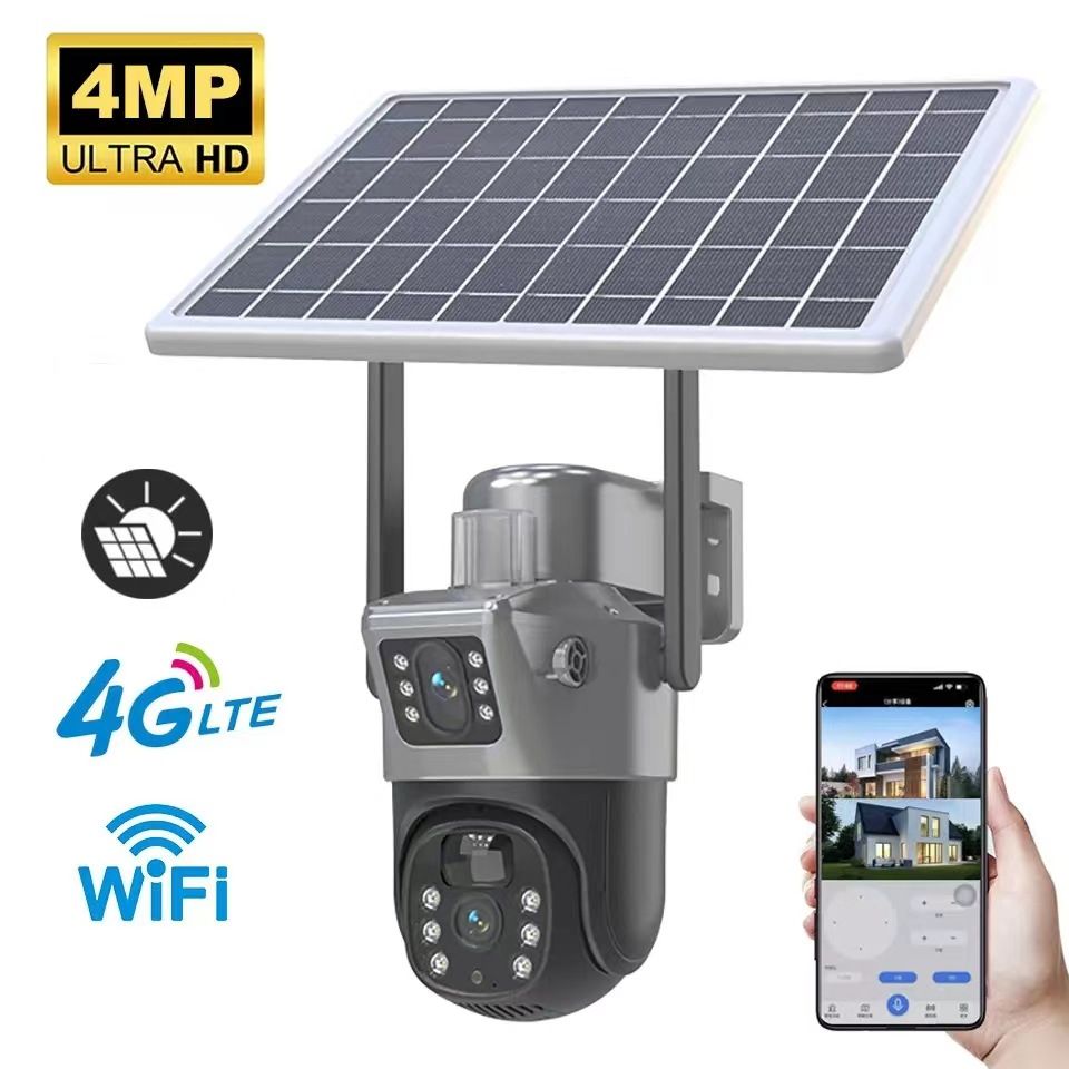 2K Solar Security Cameras Wireless Outdoor, 2 Pack 360 View Pan/Tilt WiFi Security Camera Outside with Color Night Vision,Easy to Install, PIR Alarm, 2-Way Audio
