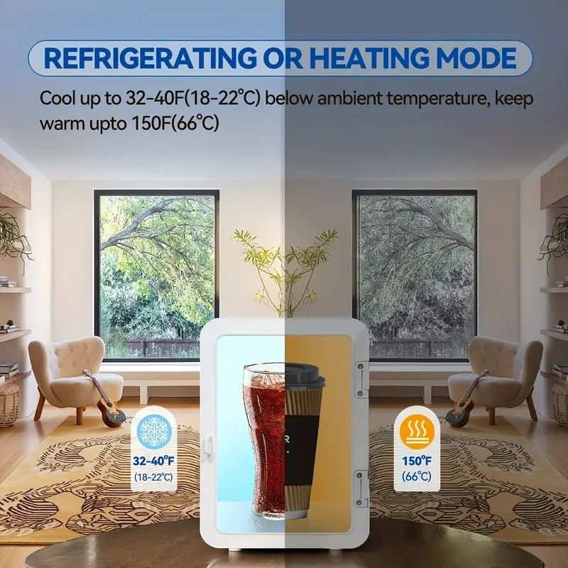 Car refrigerator, mini refrigerator, portable hot and cold dual-purpose cooler semiconductor refrigerator, suitable for skin care, beverages, food, cosmetics, home, office and car use, 110V/12V dual purpose