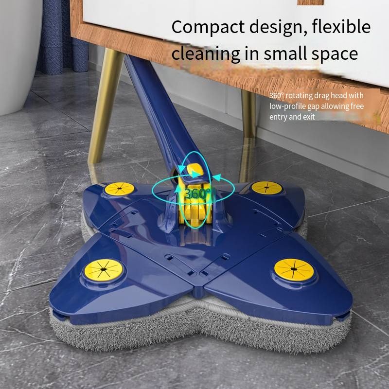 2026 New Hands-Free Flat Mop Automatic Self-Wringing Triangle & Quadrilateral Mop Head Labor-Saving Wet Dry Cleaning Mop Household Floor Cleaner for Wood Tile Floor Home Use