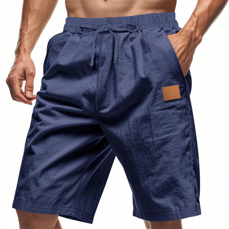Men's Summer Solid Color Plus Size Linen Shorts Thin Breathable Beach Sports Casual Loose Fit Shorts