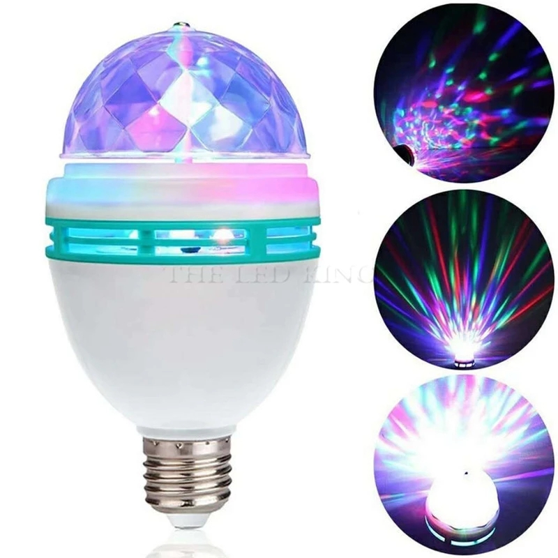 E27 RGB Led Colorful Lamp Bulb Automatic rotation Magic Stage Light Party Bar Light KTV Laser Bulb