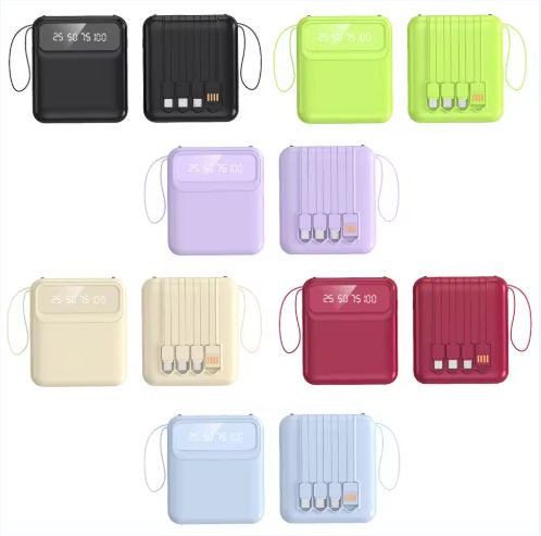 Built-in Cables 10000mah Colorful Mini Power Bank for Phone-Fast Charging 