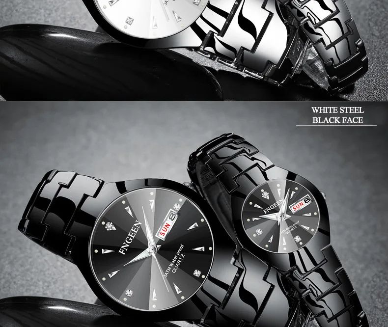 FNGEEN 5808 Relogio Feminino Couple Watch Men Quartz watch for Lovers Luxury Womens wristwatch Stainless Steel Waterproof
