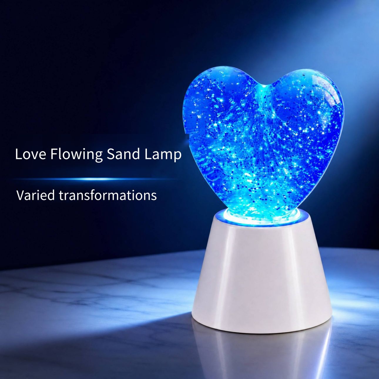 Dreamy Heart Design Glitter Sand Decor Lamp, Soft LED Color Changing Night Light With Shining Glitter Effect, Cute Ornament Light for Tabletop, Bedside, Living Room, Holiday Party Atmosphere Layout.