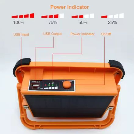 Outdoor Waterproof Power Bank Magnetic Base Rechargeable Solar Emergency Light Portable LED Solar Flood Light