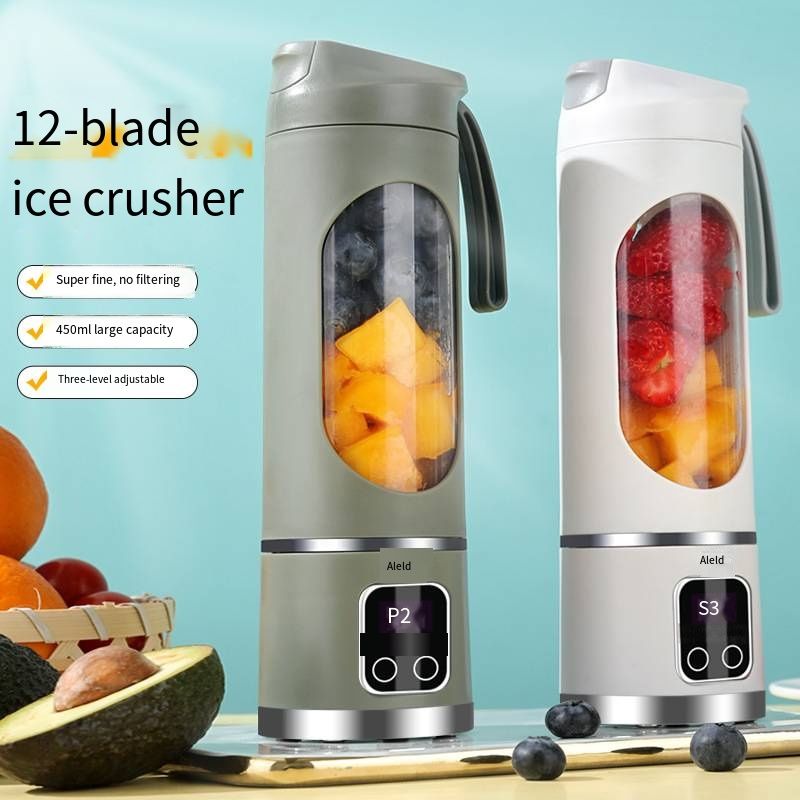 Portable Mini Blender for Home & Outdoor, USB Rechargeable Wireless Juicer Cup, Small Personal Juice Mixer with Ice Crushing Function for Travel, Camping and Daily Use