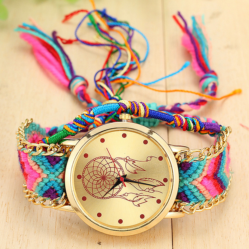 Bracelet watch ethnic wind hand-woven watch multi-color band fashion bracelet watch