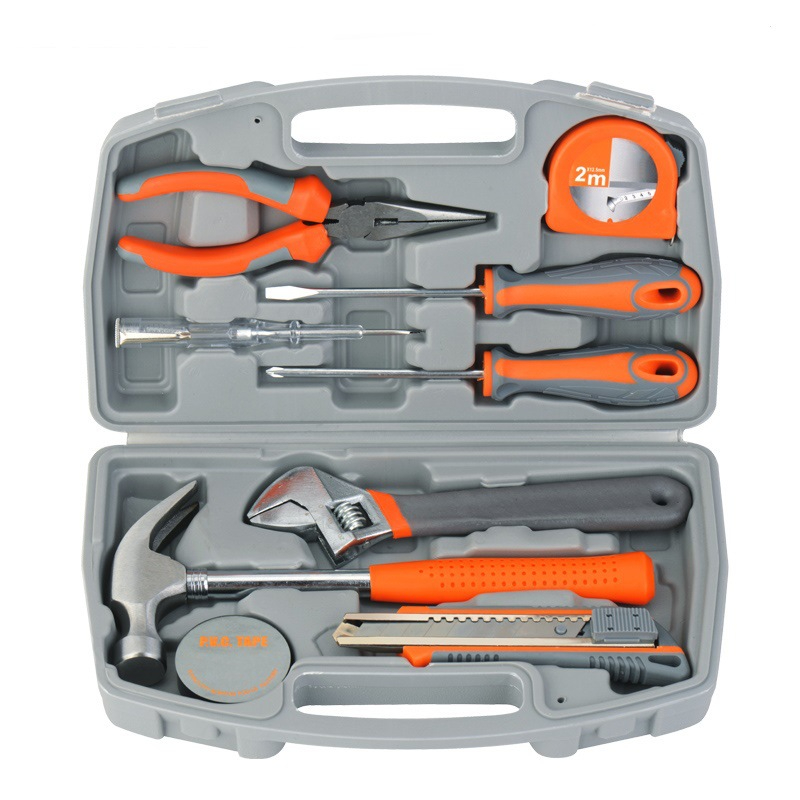 NT-2000M 9 Piece Tool Set-General Household Hand Tool Kit,Auto Repair Tool Set, with Plastic Toolbox Storage Case