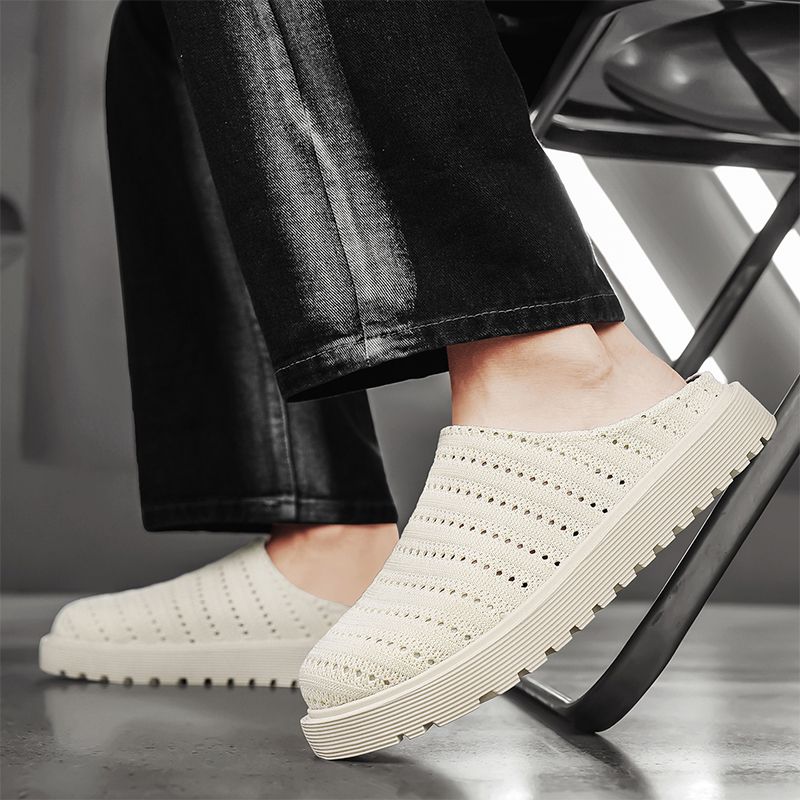 Youth Men Breathable Mesh Shoes Man Fashion Casual Flats Loafers Male Leisure Daily Slip On Footwears For Black