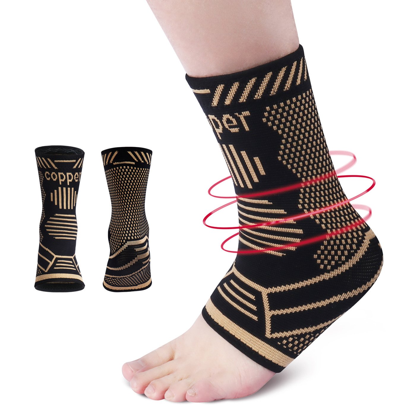 HJ092 Ankle Brace Compression Support Sleeve (1pcs) for Injury Recovery, Joint Pain and More. Achilles Tendon Support, Plantar Fasciitis Foot Socks with Arch Support, Eases Swelling