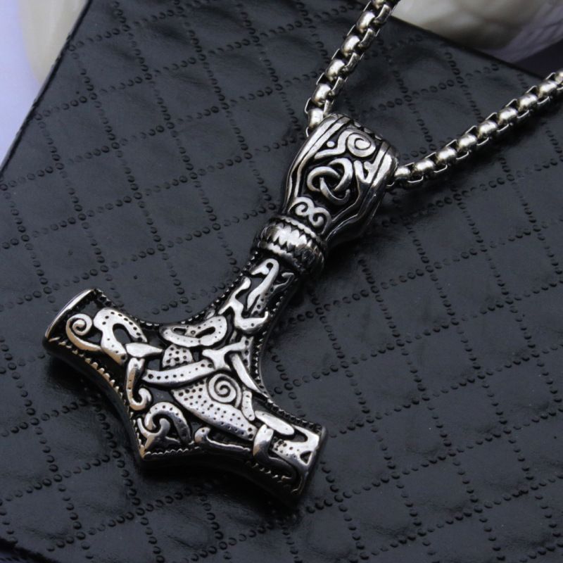 Necklace Personalized and Creative Titanium Steel Thor's Hammer Necklace Stainless Steel Jewelry CRRSHOP free shipping pendant necklace 60cm titanium steel chain