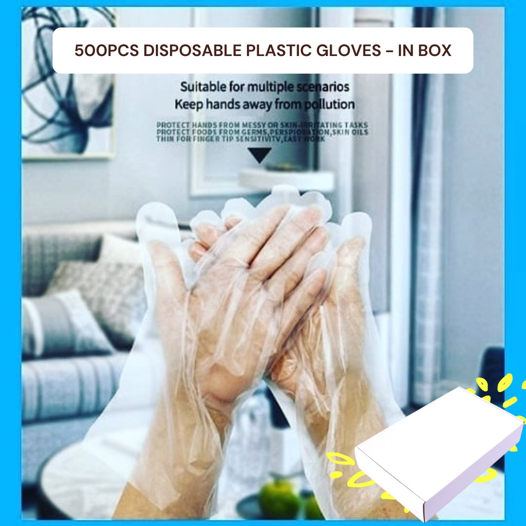 500pcs Disposable gloves food catering baking beauty salon plastic transparent thickened PE gloves - Boxed
