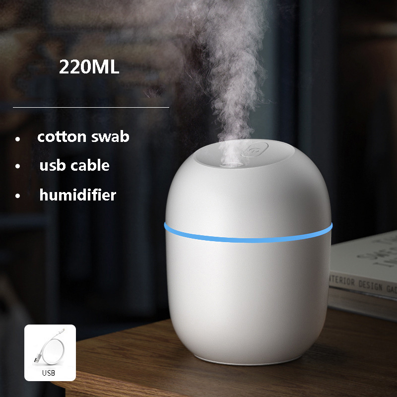 New 220ML Mini Ultrasonic Air Humidifier Aroma Essential Oil Diffuser for Home Car USB Fogger Mist Maker With LED Night Lamp