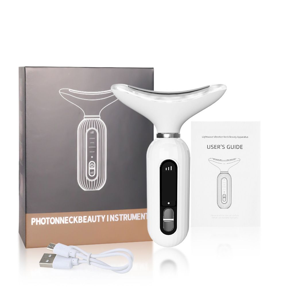 Facial Ion Importer Face and neck care, color light wrinkle reduction and beauty neck instrument, sonic vibration heating, face and neck care, photon skin rejuvenation instrument, dynamic lifting and firming anti-wrinkle beauty instrument, neck wrinkle removal instrument