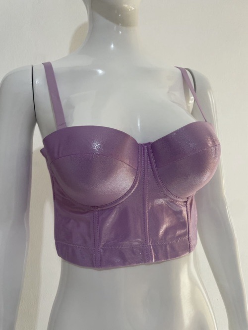 European and American sexy babes fishbone bandeau wear outside and inside suspender slim full-leather top leather bandeau imitation sheepskin camisole top with bra-free sexy beauty gathered fishbone top