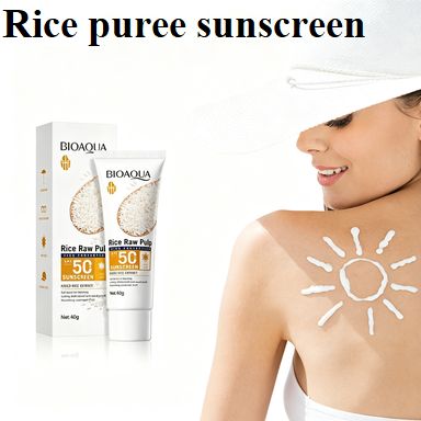 BIOAQUA Rice Raw Pulp Sunscreen SPF50+ PA+++ 40g - UVA/UVB Full-Band Protection, Waterproof & Sweatproof Nourishing Sunscreen Lotion for Face & Body