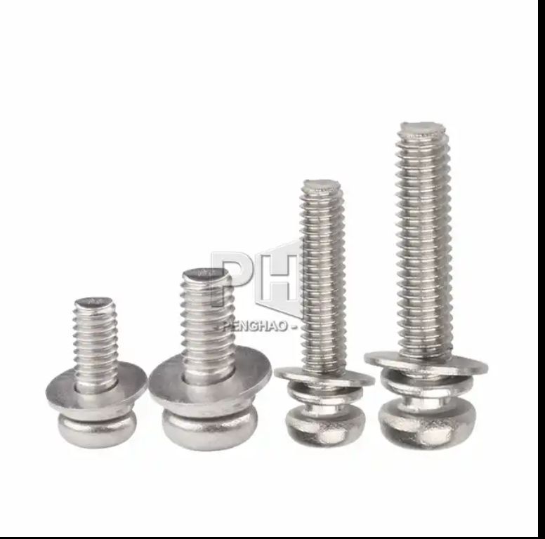 Nickel-plated pan head cross with pad round head three combination screws spring pad m2 screws M3 M4 M5 M6 40 10 10
