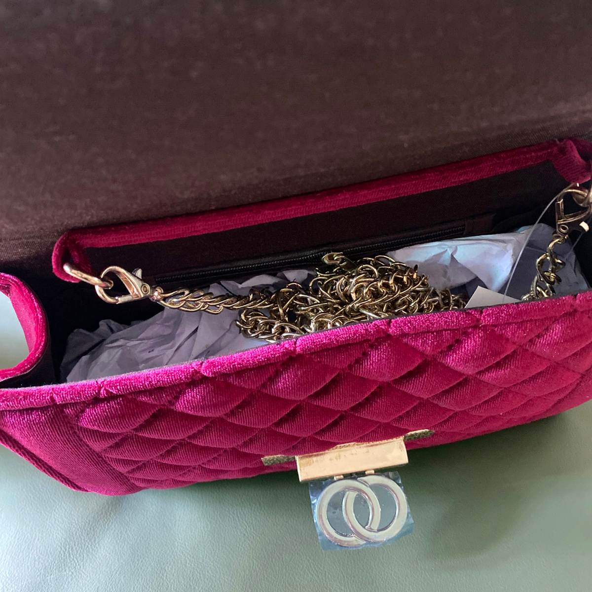 New Korean style ladies flannel diamond chain messenger bag fashionable and simple bag