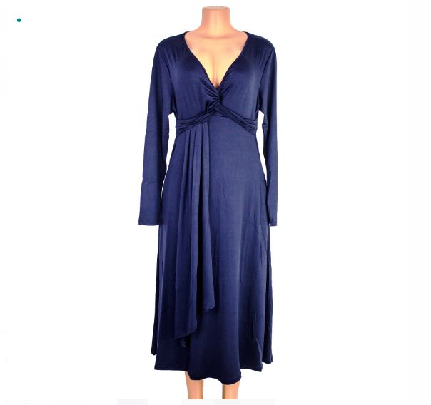 Spring And Autumn Strech High-Waisted Sexy V-Neck Long Sleeve Plus Size Women Maxi Oversize Dress M Size