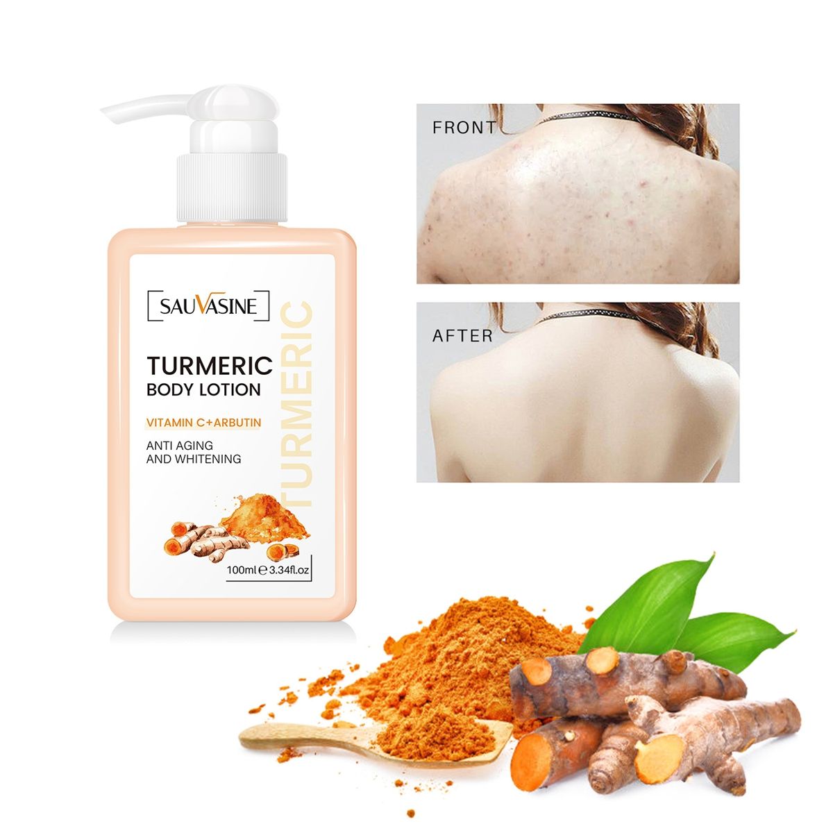SAUVASINE Turmeric Body lotion brightens the skin and gently brightens the body