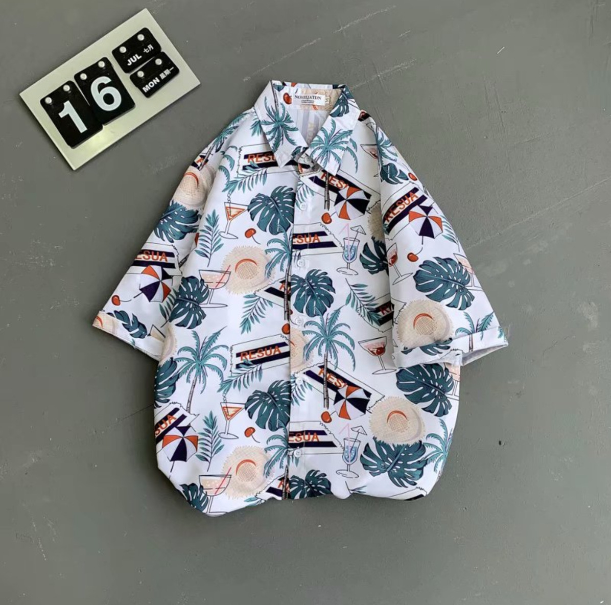 108 Summer Sublimation Printing Patterned Loose Beach For Leisure and Relaxed Short Sleeve Shirt With Floral For Couple