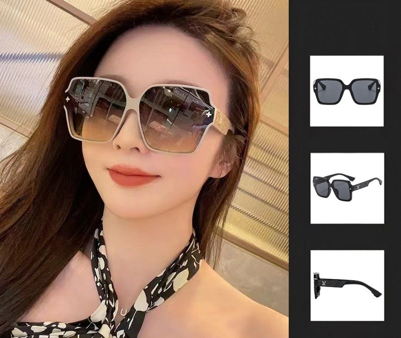 2026 New Square Large Frame Sunglasses for Women, Luxury Letter Decor Sun Glasses, High-grade Fashion UV400 Sun Protection Eyewear, Versatile Street Shooting Shades
