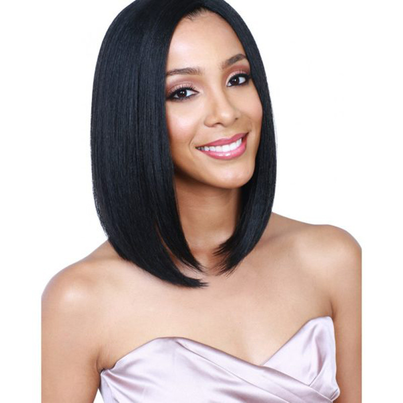 Short Bob Straight Synthetic Wigs Black Mid-Part Wig Heat Resistant Wigs Cosplay Party Daily Hair